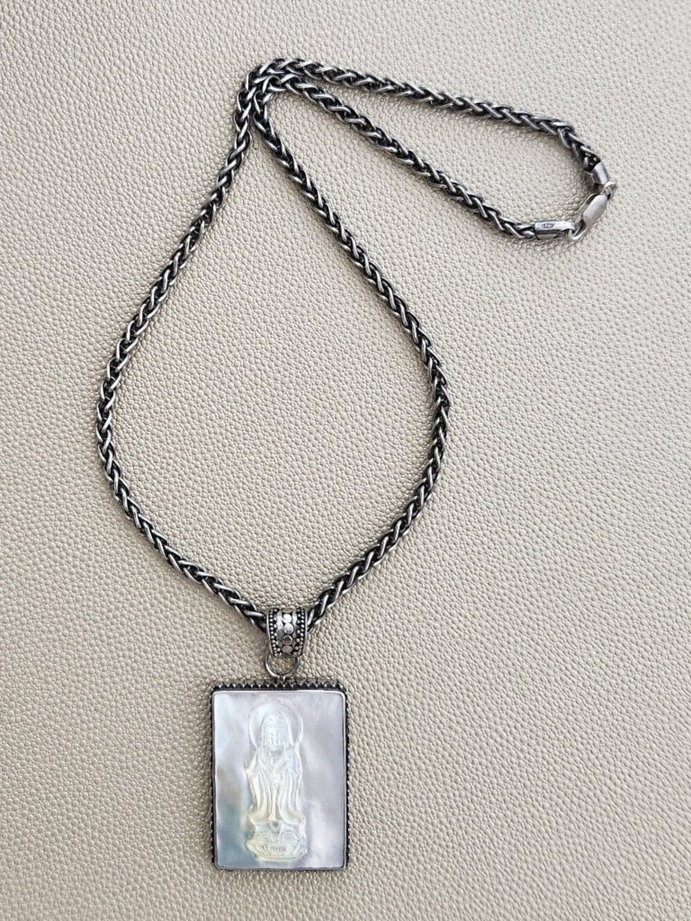 MOTHER OF PEARL KWAN YIN NECKLACE--20"